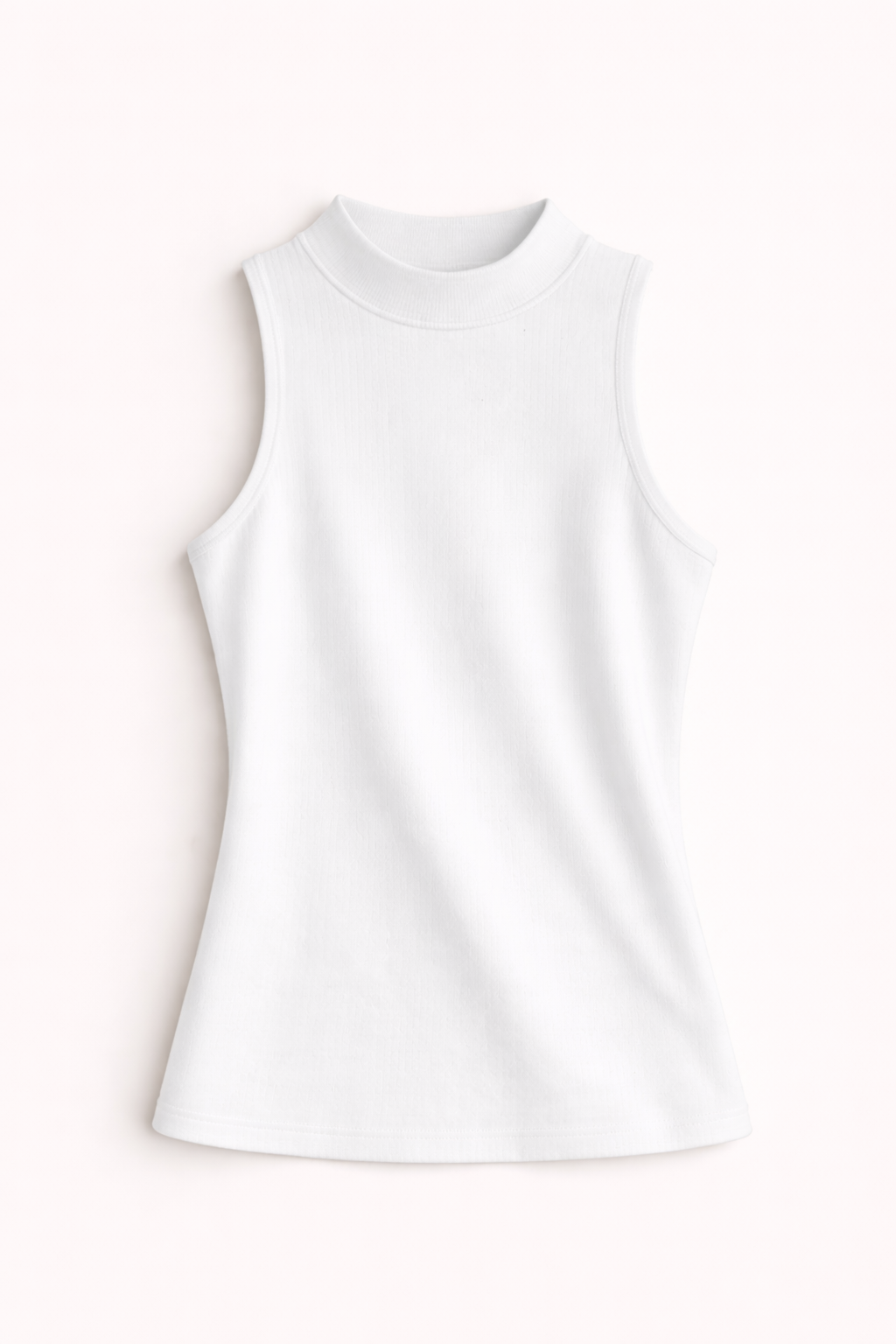 Soft Cotton High Neck Tank - White