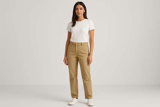 Women’s Casual Chino Pants modeled with a woman